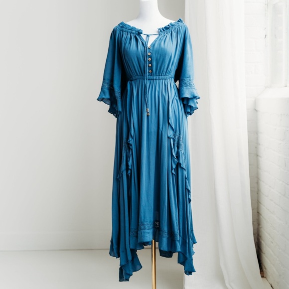 Free People Blue Boho Dress Size Extra Small - Picture 2 of 8
